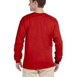 Mens Long Sleeve T-Shirt G240 Red Back on Model